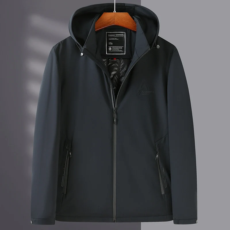 Herren Wind- und Wasserabweisende Softshell-Jacke mit Kapuze und leichtem Thermofutter Drune