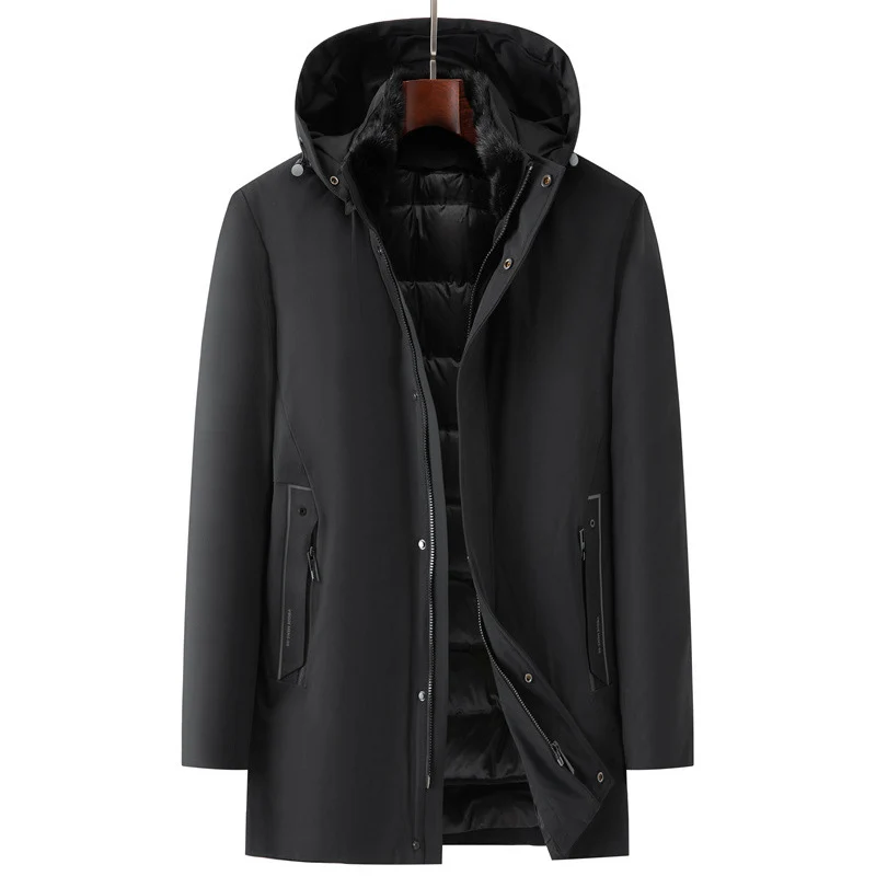 Herren wasserdichter zweilagiger Mantel mit gesteppter Innenjacke und Kapuze Drune
