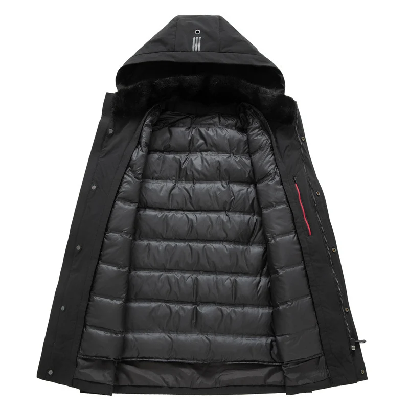 Herren wasserdichter zweilagiger Mantel mit gesteppter Innenjacke und Kapuze Drune