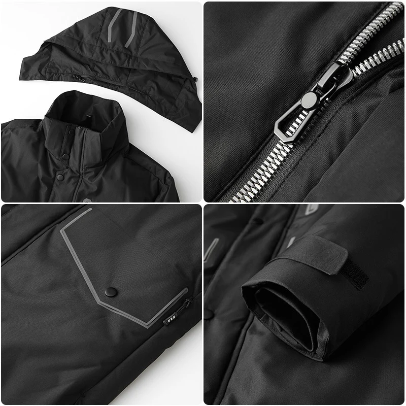 Herren Wasserdichter Thermo-Parka mit Kapuze und winddichter Membran Drune