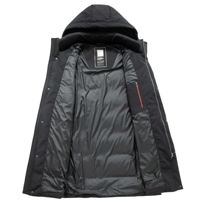 Herren wasserdichte Thermo-Parka mit Kapuze, atmungsaktiver Steppfüllung und verlängertem Schnitt Drune