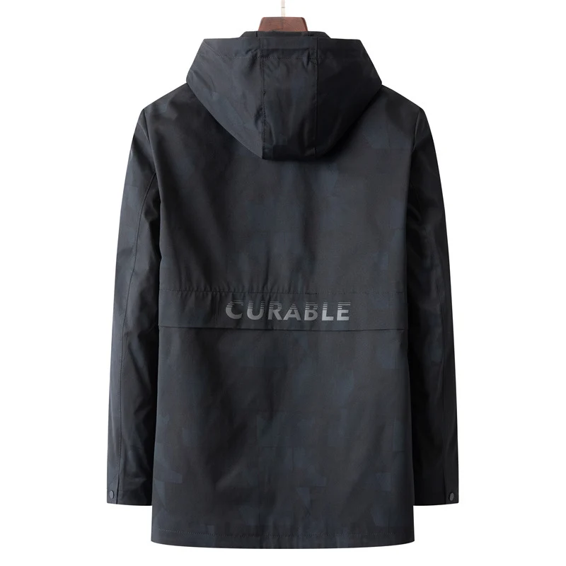 Herren Wasserdichte, atmungsaktive Stadtoverall-Jacke mit Kapuze und minimalistischer Utility-Optik Drune