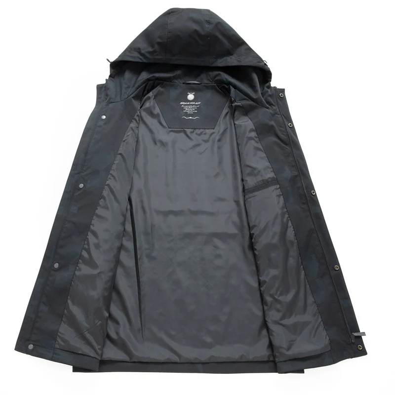 Herren Wasserdichte, atmungsaktive Stadtoverall-Jacke mit Kapuze und minimalistischer Utility-Optik Drune