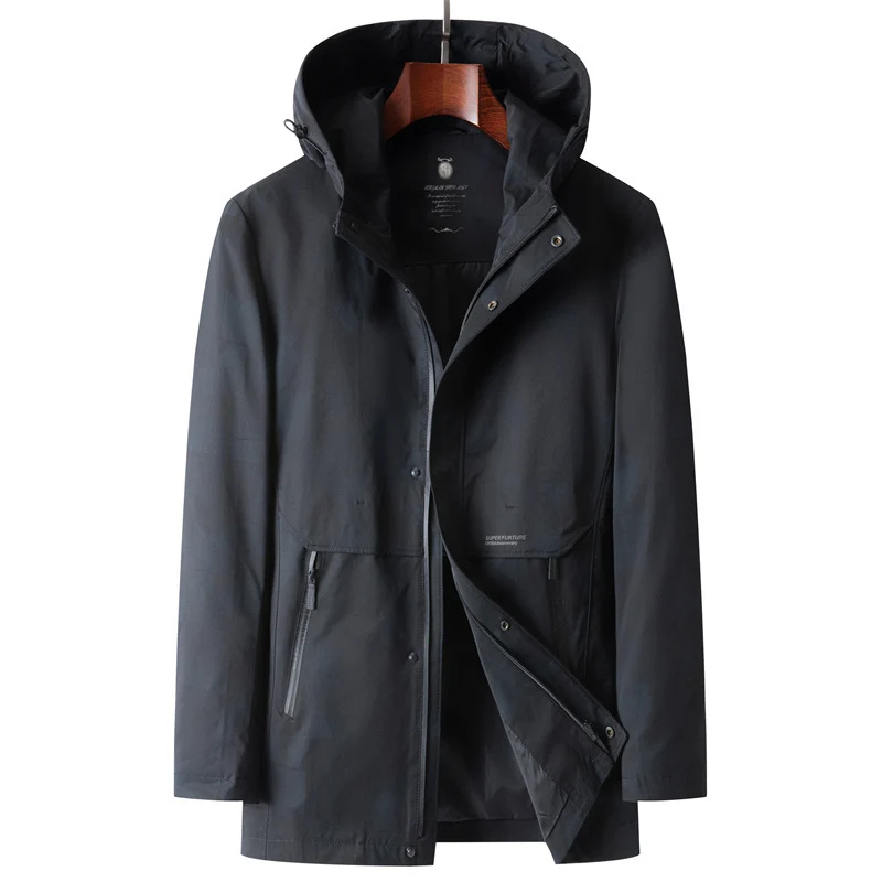 Herren Wasserdichte, atmungsaktive Stadtoverall-Jacke mit Kapuze und minimalistischer Utility-Optik Drune