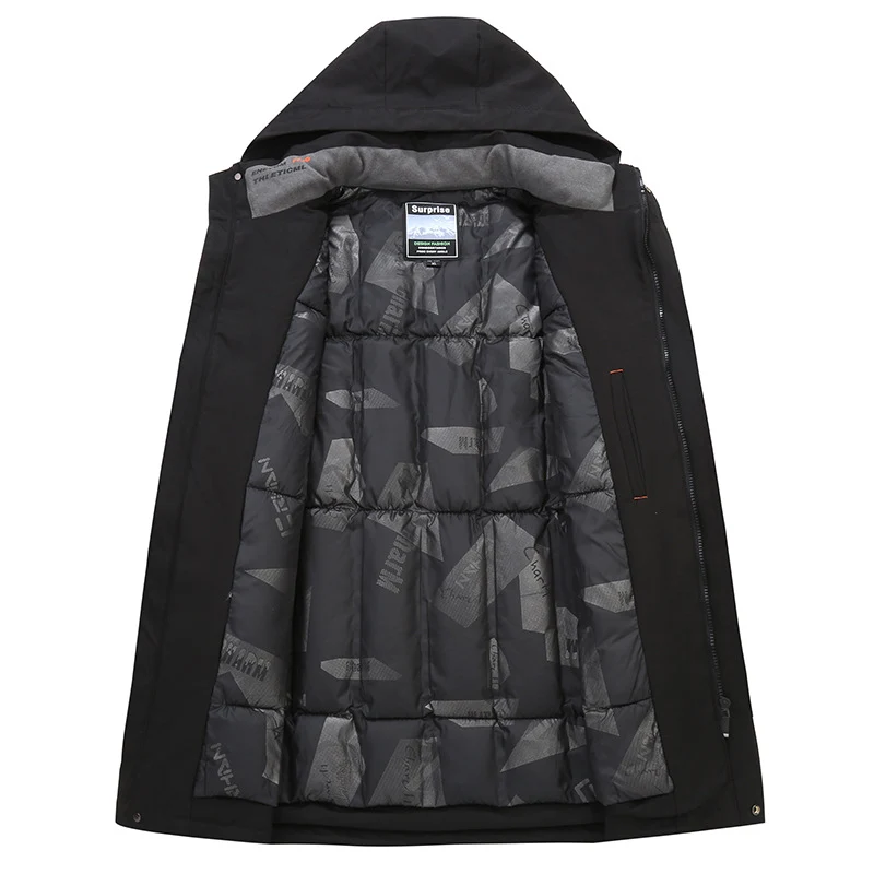 Herren Wasserabweisender Kapuzenparka mit minimalistischem Design und verdecktem Reißverschluss Drune