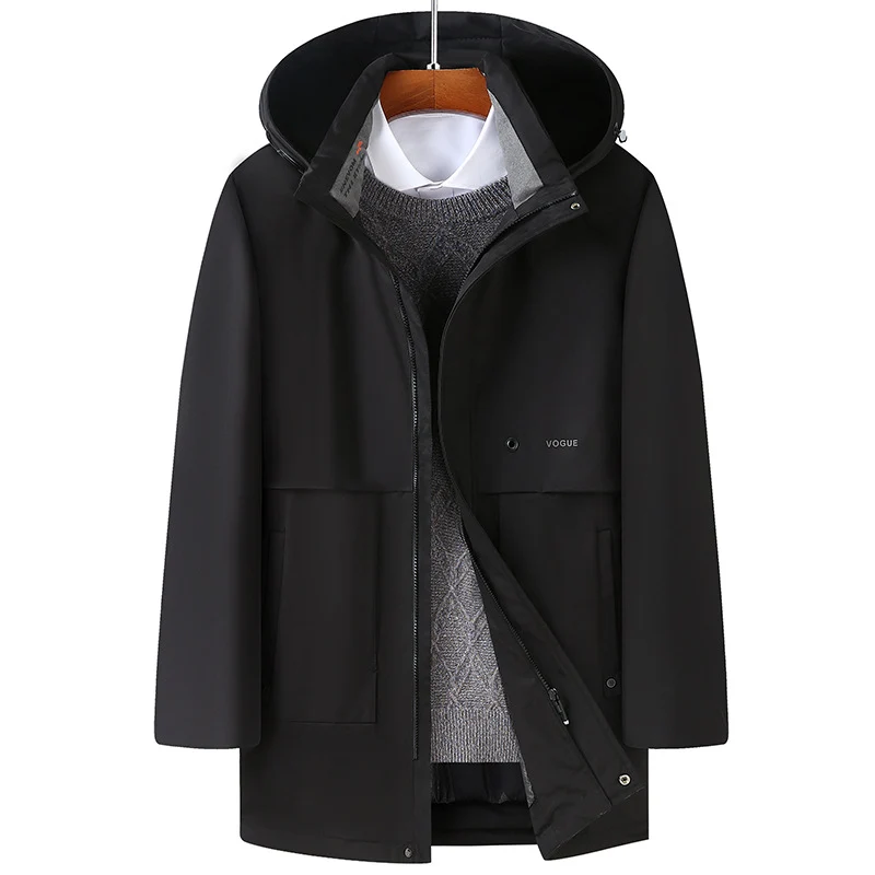 Herren Wasserabweisender Kapuzenparka mit minimalistischem Design und verdecktem Reißverschluss Drune