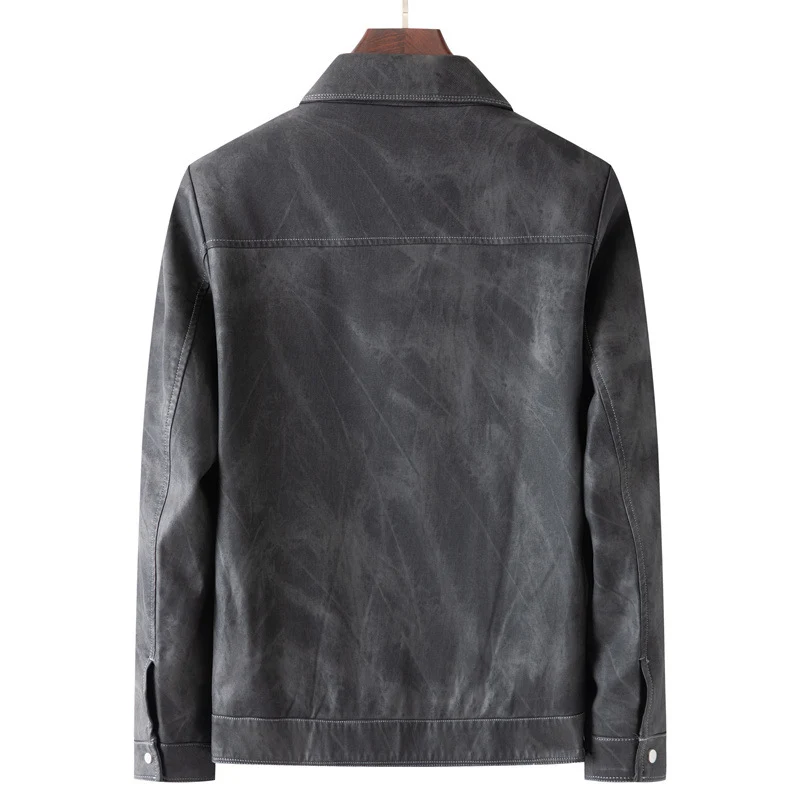 Herren Velourslederoptik-Truckerjacke mit Hemdkragen und Pattentaschen Drune