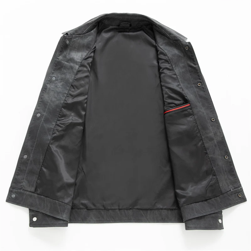 Herren Velourslederoptik-Truckerjacke mit Hemdkragen und Pattentaschen Drune