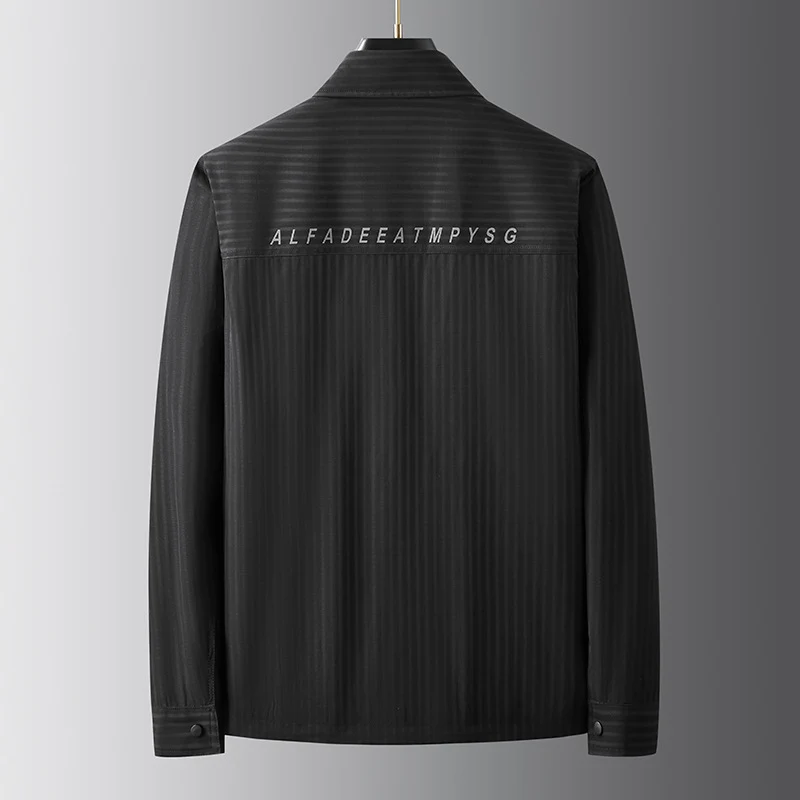 Herren Utility-Übergangsjacke im Overshirt-Stil mit aufgesetzten Taschen und Nadelstreifenstruktur Drune