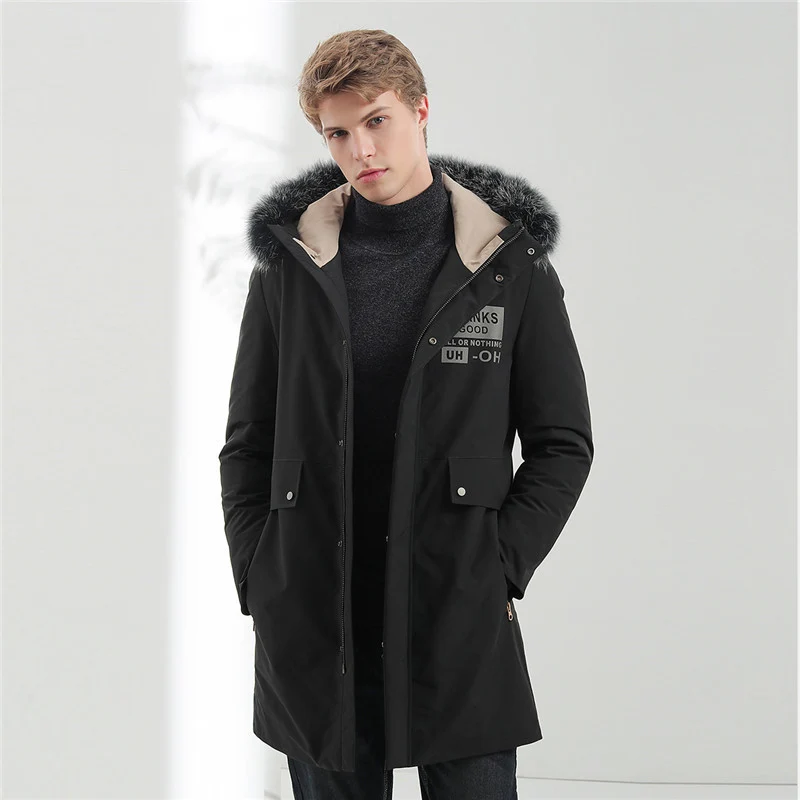 Herren Urbaner Winterparka mit abnehmbarer Kunstfellkapuze, thermoisolierender Steppfutterlage und verdecktem Reißverschluss Drune