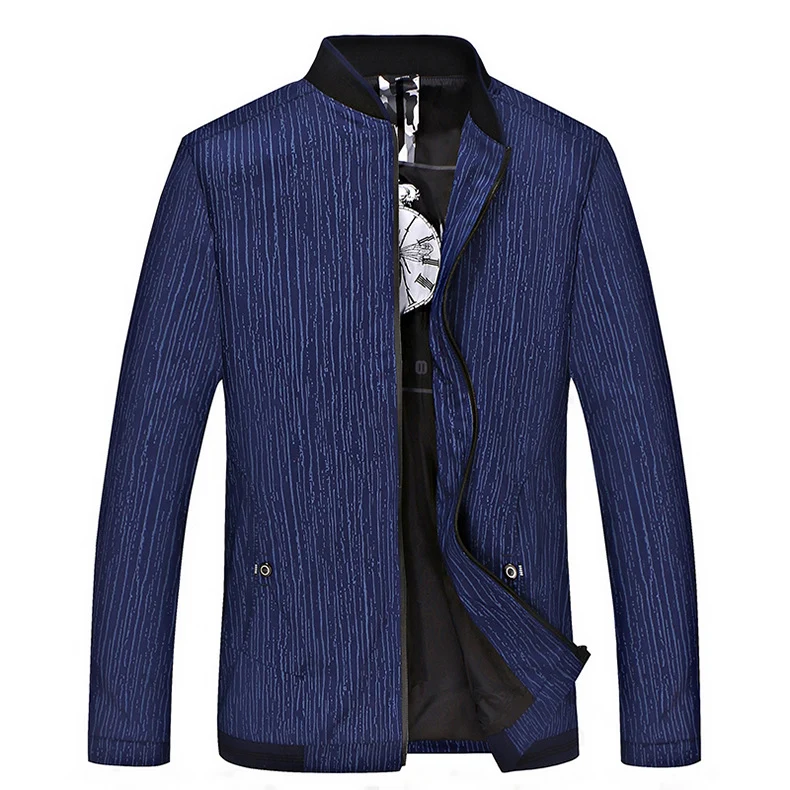 Herren Urbaner Blousonjacke mit feiner Längsstruktur, Stehkragen und verdecktem Reißverschluss Drune