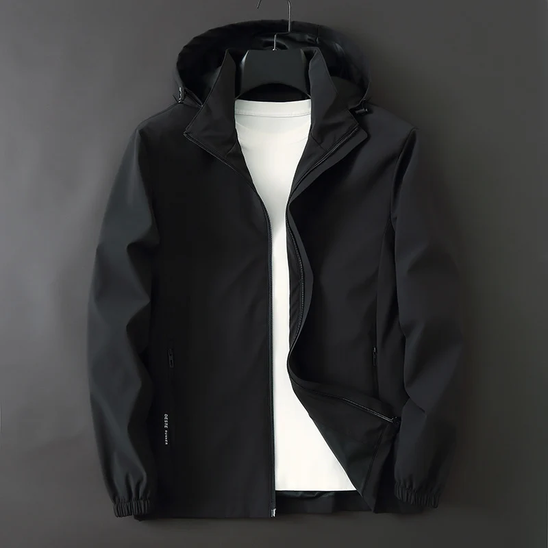 Herren Ultraleichte Wind- und Wasserabweisende Softshelljacke mit Kapuze, verdecktem Reißverschluss und elastischen Bündchen Drune