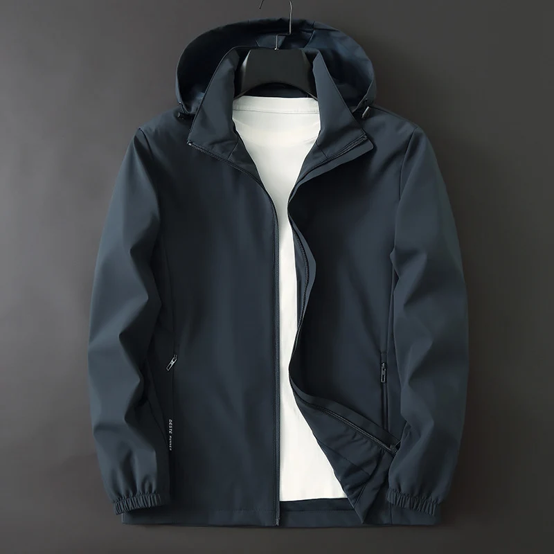 Herren Ultraleichte Wind- und Wasserabweisende Softshelljacke mit Kapuze, verdecktem Reißverschluss und elastischen Bündchen Drune
