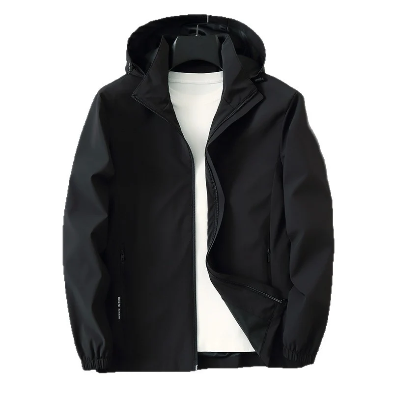 Herren Ultraleichte Wind- und Wasserabweisende Softshelljacke mit Kapuze, verdecktem Reißverschluss und elastischen Bündchen Drune