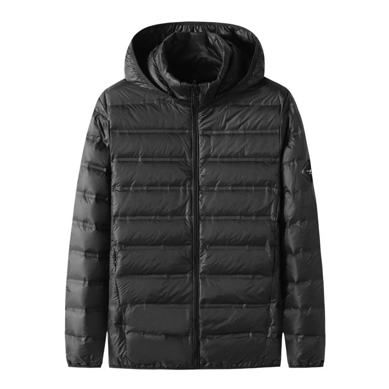 Herren Ultraleichte Steppjacke mit Kapuze, Kompaktpackbare Thermo-Isolierung und windabweisender Außenhülle Drune