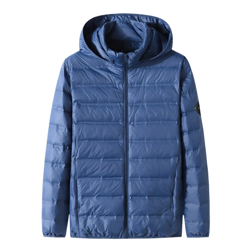 Herren Ultraleichte Steppjacke mit Kapuze, Kompaktpackbare Thermo-Isolierung und windabweisender Außenhülle Drune