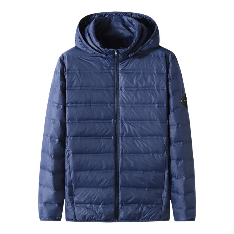 Herren Ultraleichte Steppjacke mit Kapuze, Kompaktpackbare Thermo-Isolierung und windabweisender Außenhülle Drune