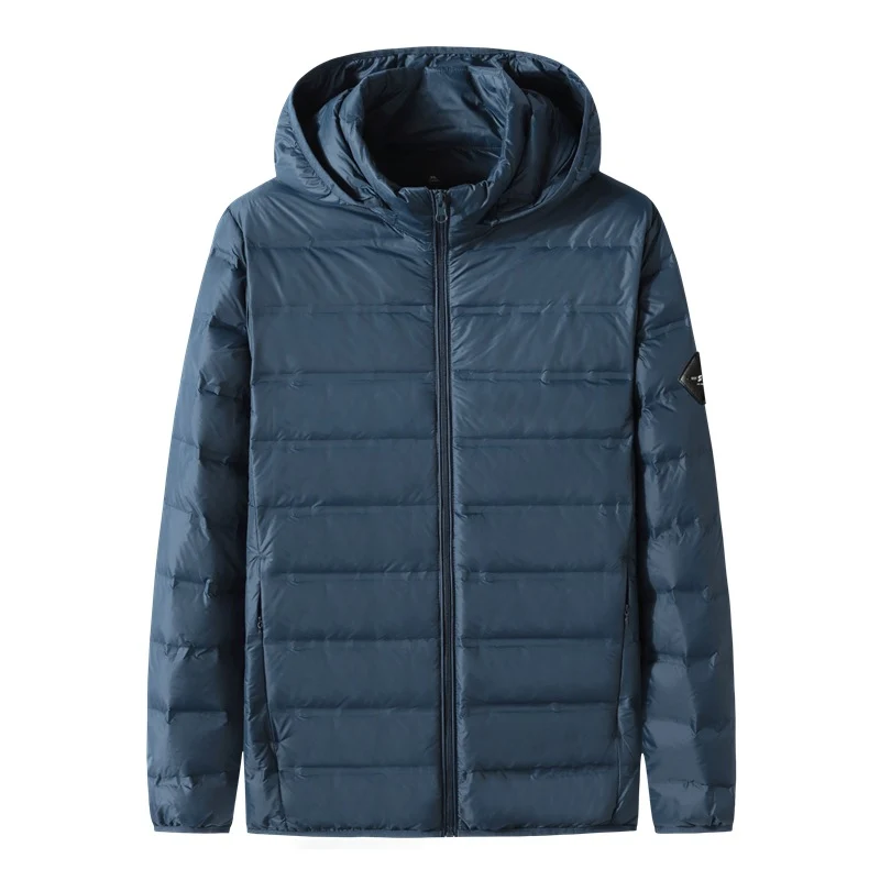 Herren Ultraleichte Steppjacke mit Kapuze, Kompaktpackbare Thermo-Isolierung und windabweisender Außenhülle Drune