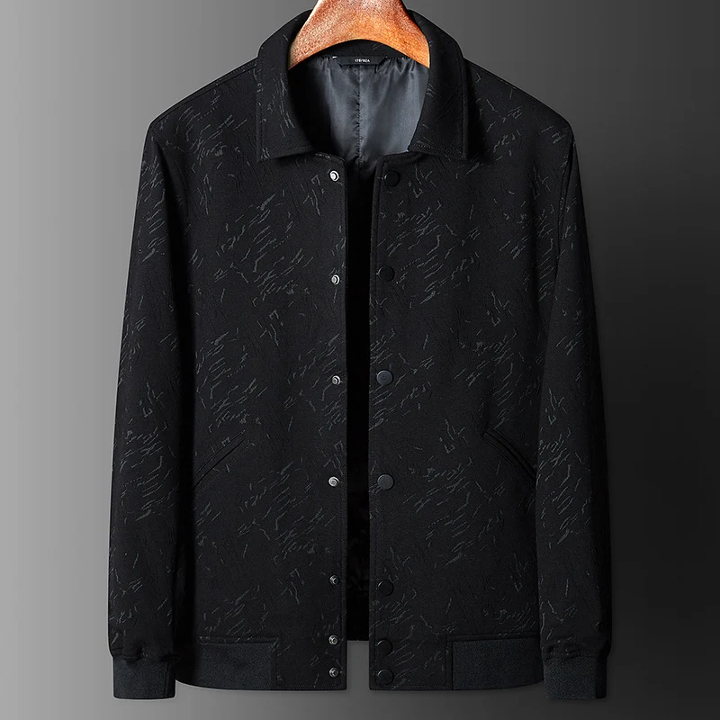 Herren Übergangsjacke im Coach-Stil mit Strukturprint, Druckknopfverschluss und Rippbündchen Drune