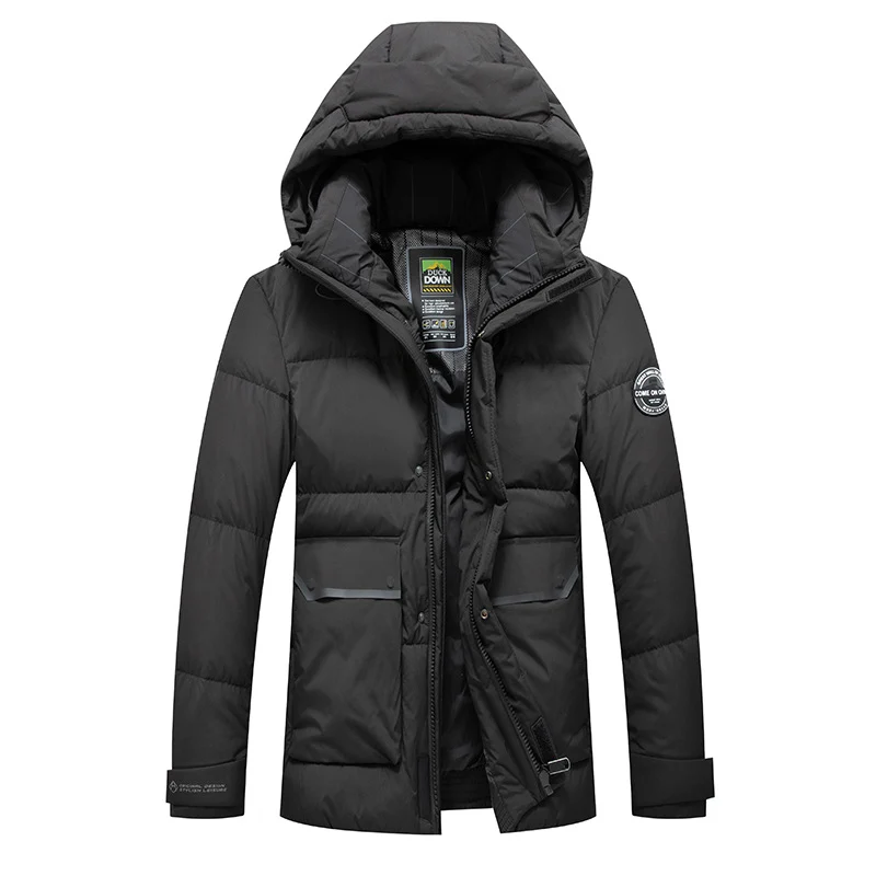 Herren Thermo-Steppjacke mit Daunenmix, winddichter Kapuze und Multifunktions-Taschen Drune