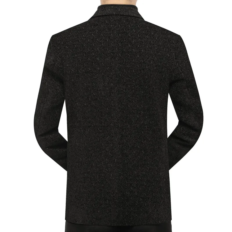 Herren Tailliertes Wollmix-Sakko im Struktur-Look mit Revers, Logostick und Zweiknopf-Front Drune