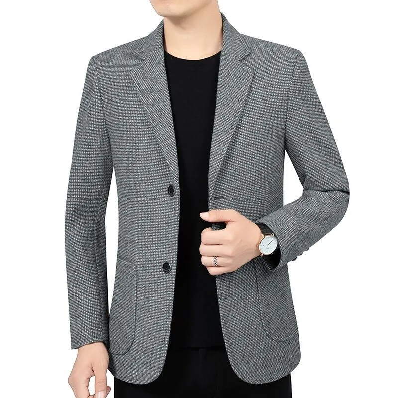 Herren Tailliertes Wollmix-Sakko im Casual-Blazer-Stil mit aufgesetzten Taschen Drune