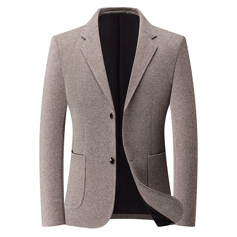 Herren Tailliertes Strickblazer aus Wollmix mit feiner Noppenstruktur und aufgesetzten Taschen Drune
