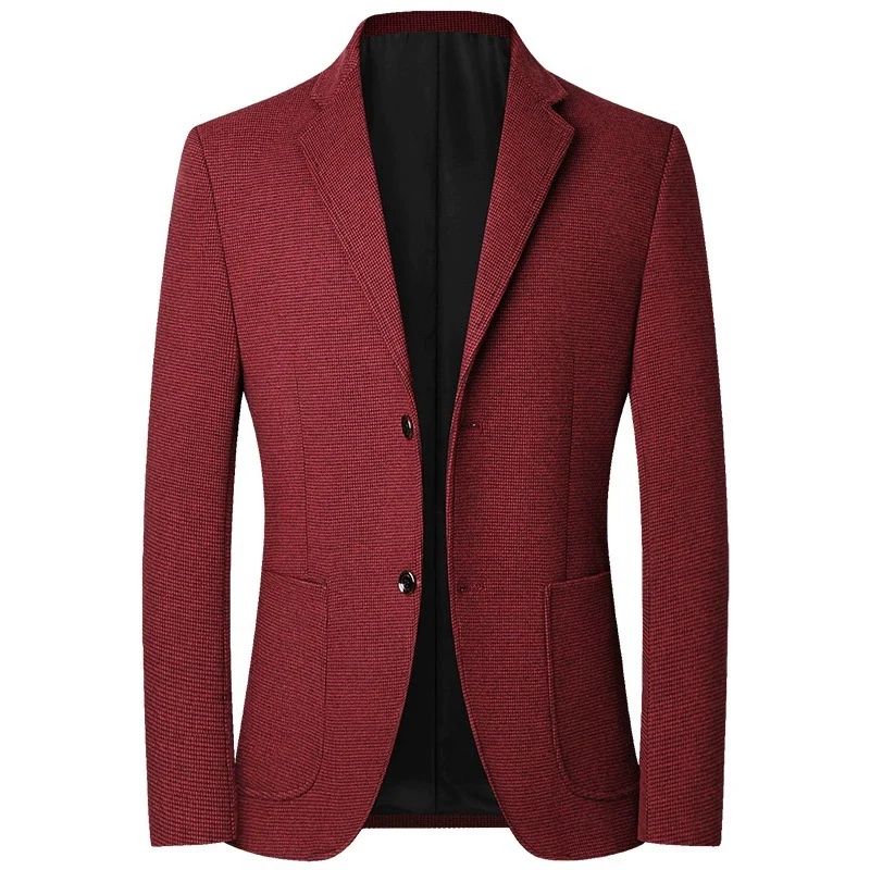 Herren Tailliertes Strickblazer aus Wollmix mit feiner Noppenstruktur und aufgesetzten Taschen Drune