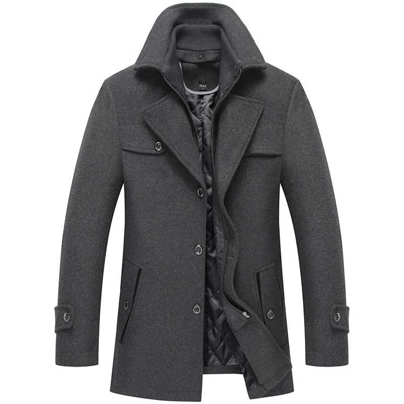 Herren Taillierter Kurzmantel aus Wollmix mit herausnehmbarer gesteppter Innenjacke und verdecktem Zwei-Wege-Reißverschluss Drune