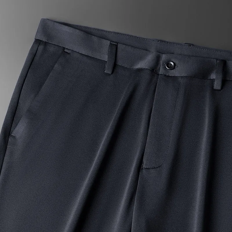Herren Taillierte Anzughose mit Bügelfalte, Stretch und verdeckten Taschen Drune