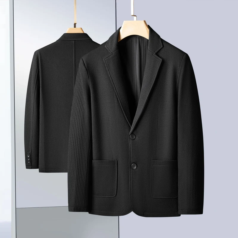 Herren Strukturierter Strickblazer mit Strukturmuster und aufgesetzten Taschen Drune