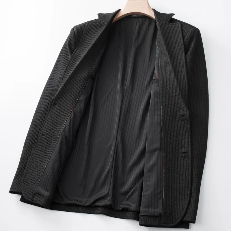 Herren Strukturierter Strickblazer mit Strukturmuster und aufgesetzten Taschen Drune