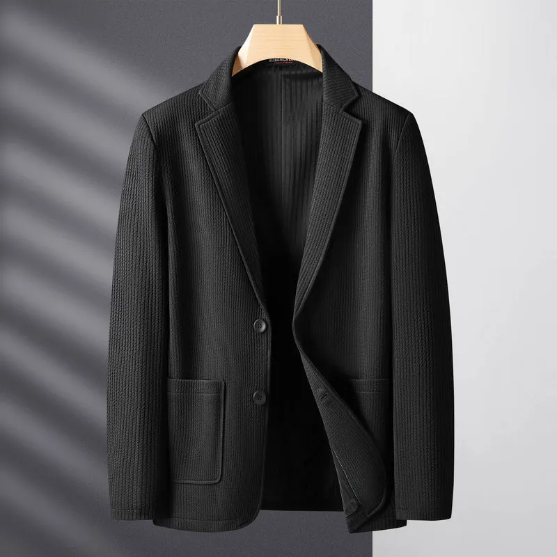 Herren Strukturierter Strickblazer mit Strukturmuster und aufgesetzten Taschen Drune
