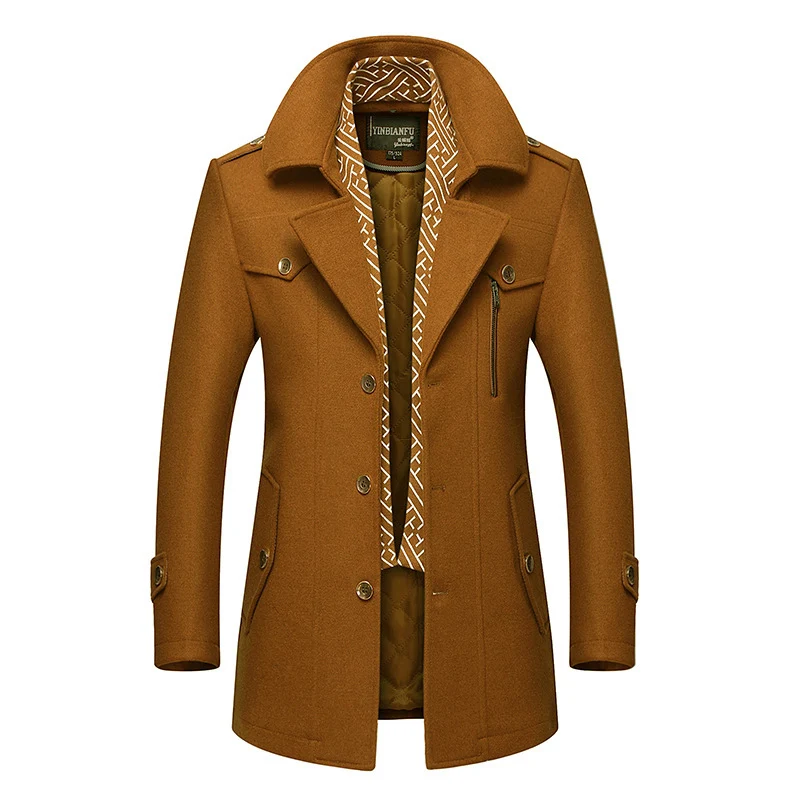 Herren Smart-Casual Wollmix-Mantel mit versteckter gesteppter Innenjacke und Schulterklappen Drune