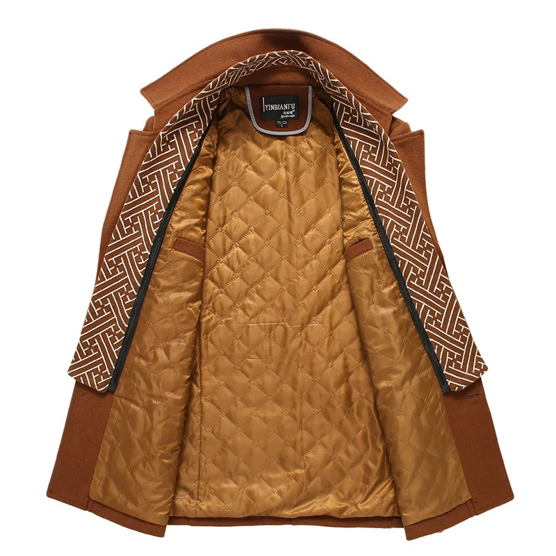 Herren Smart-Casual Wollmix-Mantel mit versteckter gesteppter Innenjacke und Schulterklappen Drune