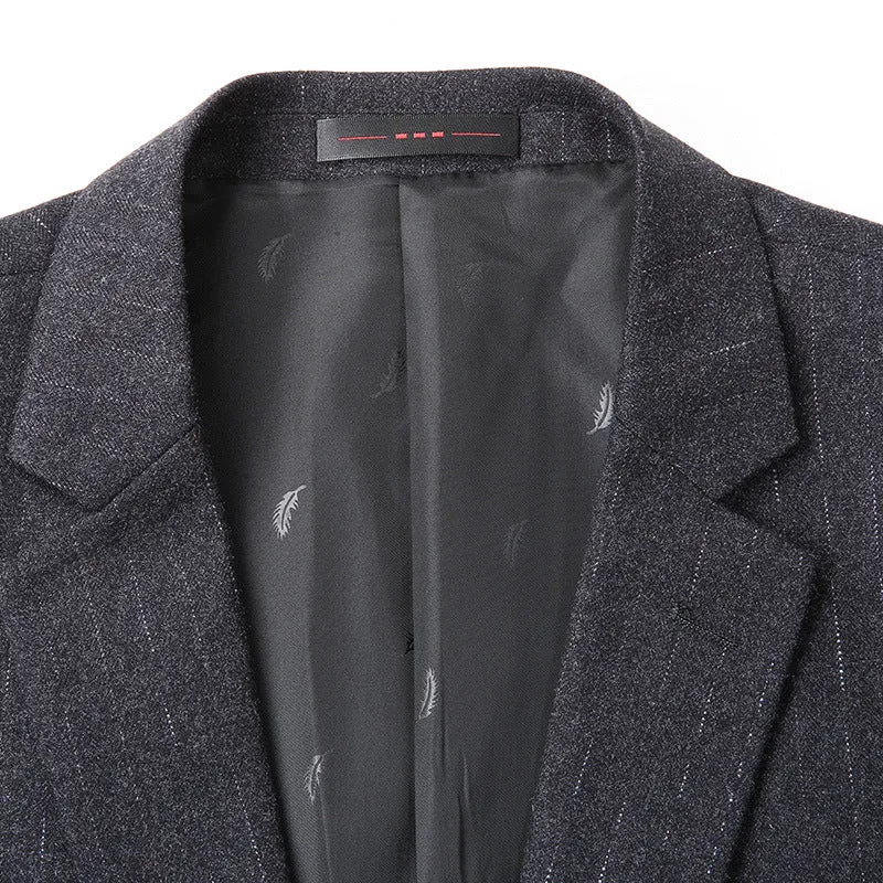 Herren Slim-Fit Business-Sakko mit Reverskragen und Zwei-Knopf-Verschluss Drune