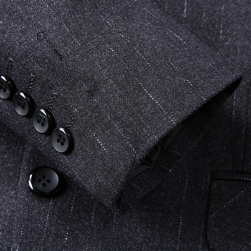 Herren Slim-Fit Business-Sakko mit Reverskragen und Zwei-Knopf-Verschluss Drune