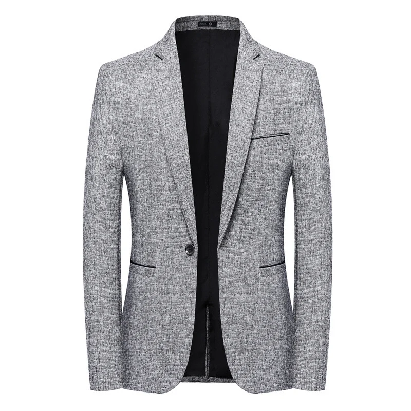 Herren Schlankes Struktur-Sakko im Leinen‑Tweed‑Look mit Ein‑Knopf‑Silhouette Drune