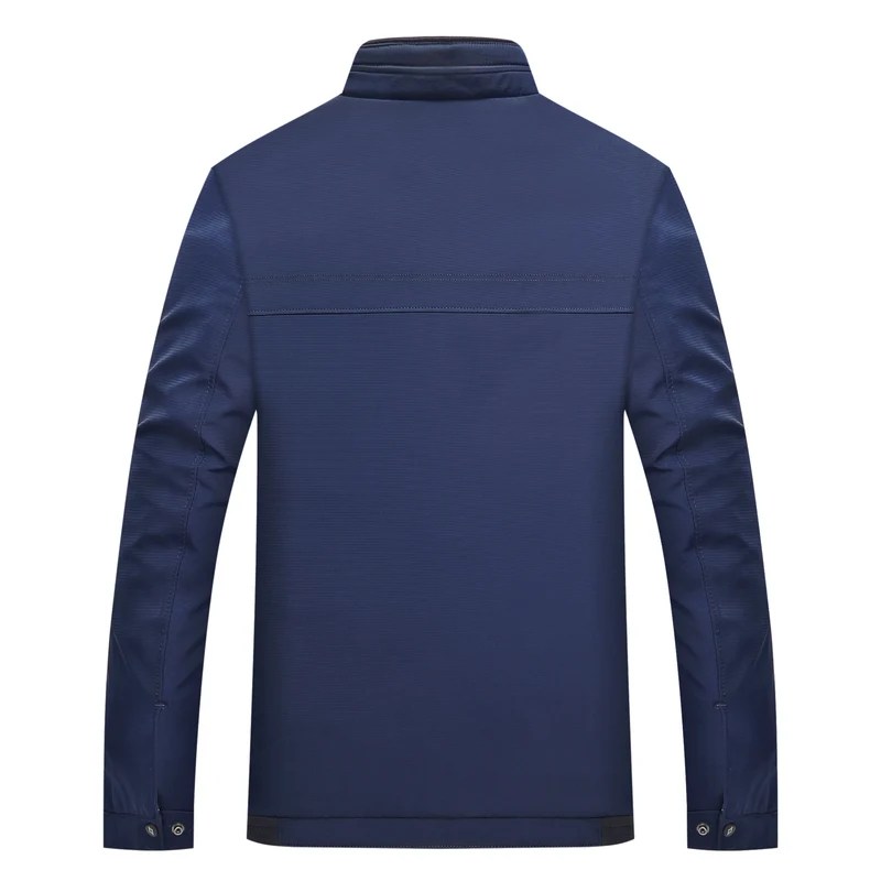 Herren Schlanke Stehkragen-Übergangsjacke mit Reißverschluss, wasserabweisender Außenfläche und geometrischem Futter Drune