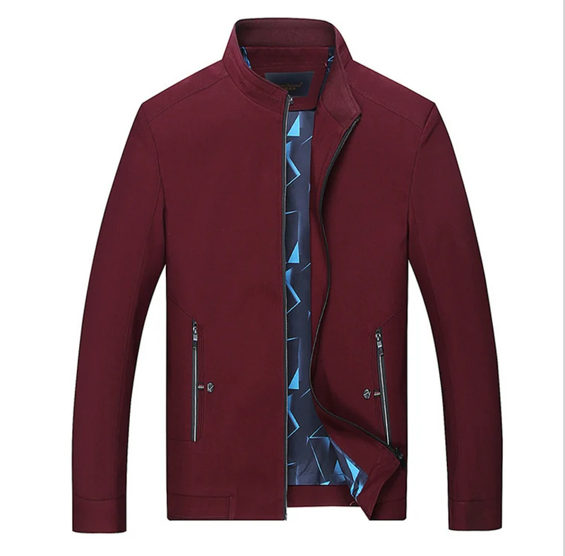 Herren Schlanke Stehkragen-Übergangsjacke mit Reißverschluss, wasserabweisender Außenfläche und geometrischem Futter Drune