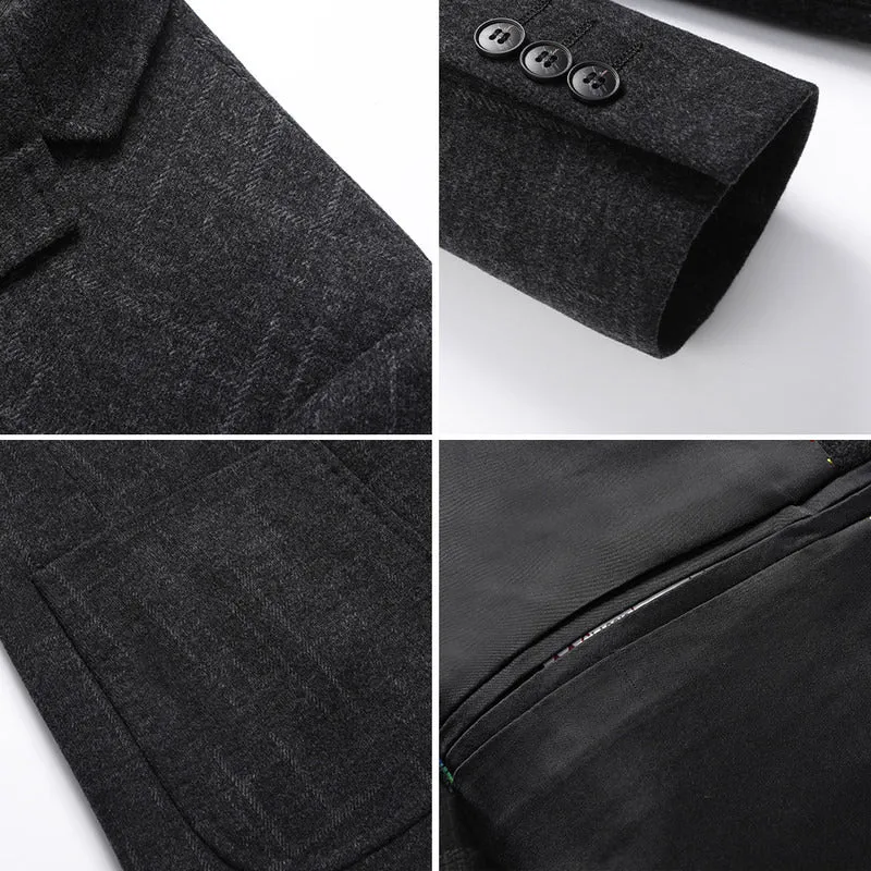 Herren Sakko aus Wollmix mit dezentem Karomuster, leichter Thermo-Innenfütterung und aufgesetzten Taschen Drune