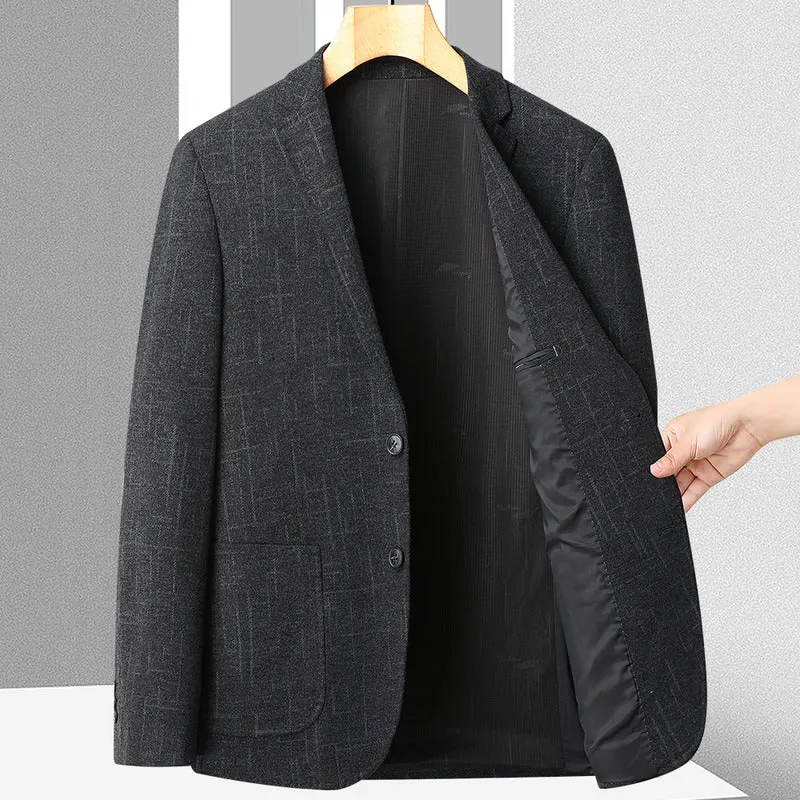 Herren Sakko aus Wollmix mit dezentem Karomuster, leichter Thermo-Innenfütterung und aufgesetzten Taschen Drune