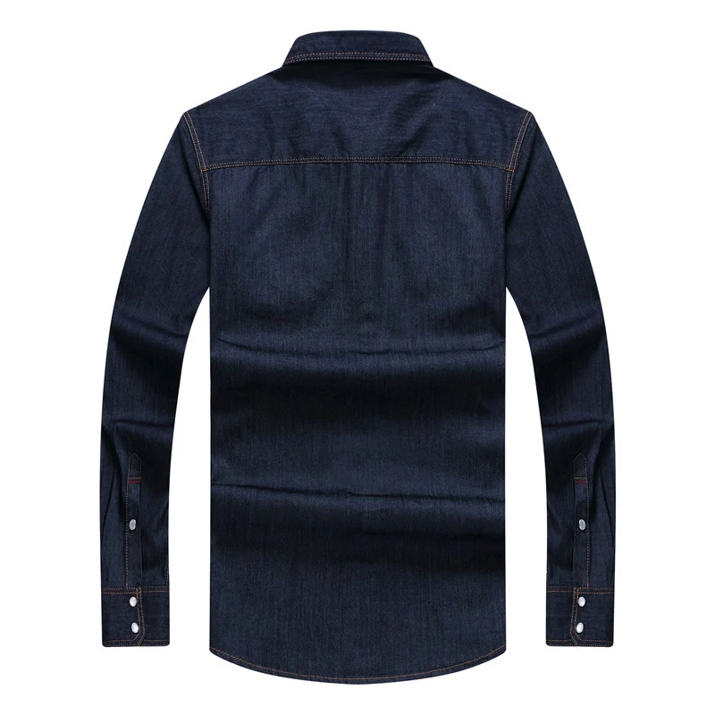 Herren Robust-geschnittenes Jeanshemd mit Pattentaschen und Vintage-Waschung Drune