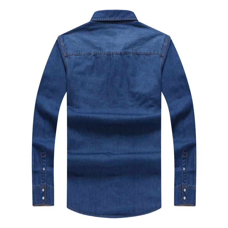 Herren Robust-geschnittenes Jeanshemd mit Pattentaschen und Vintage-Waschung Drune