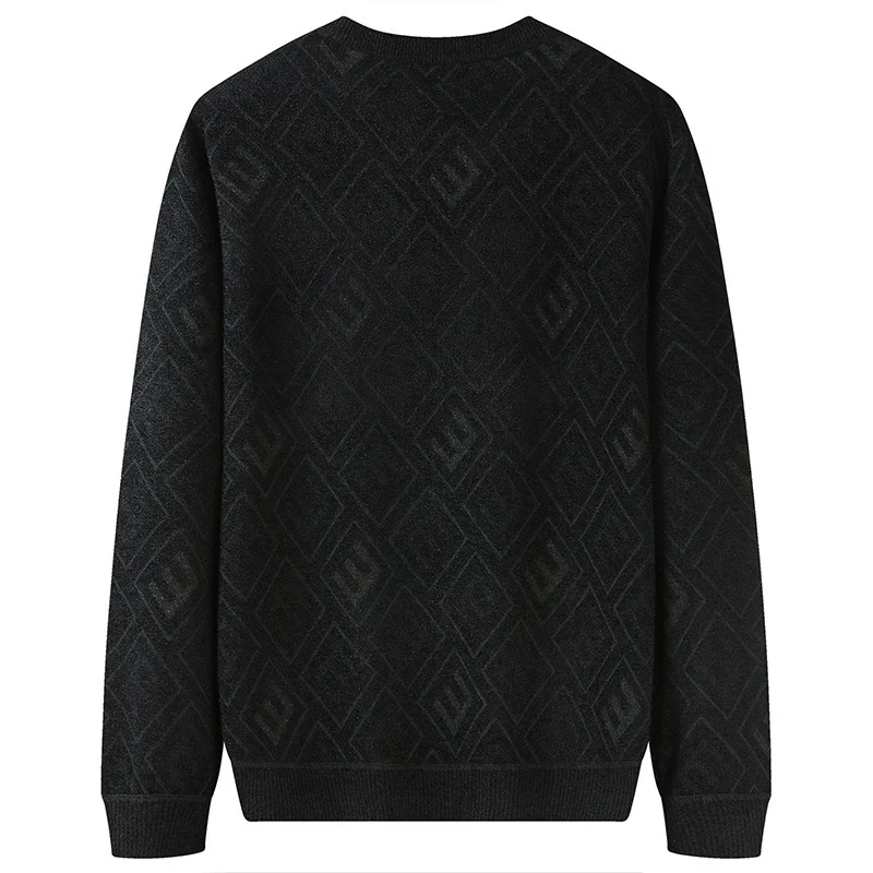 Herren Rauten-Jacquard Rundhalspullover aus feinem Strick Drune