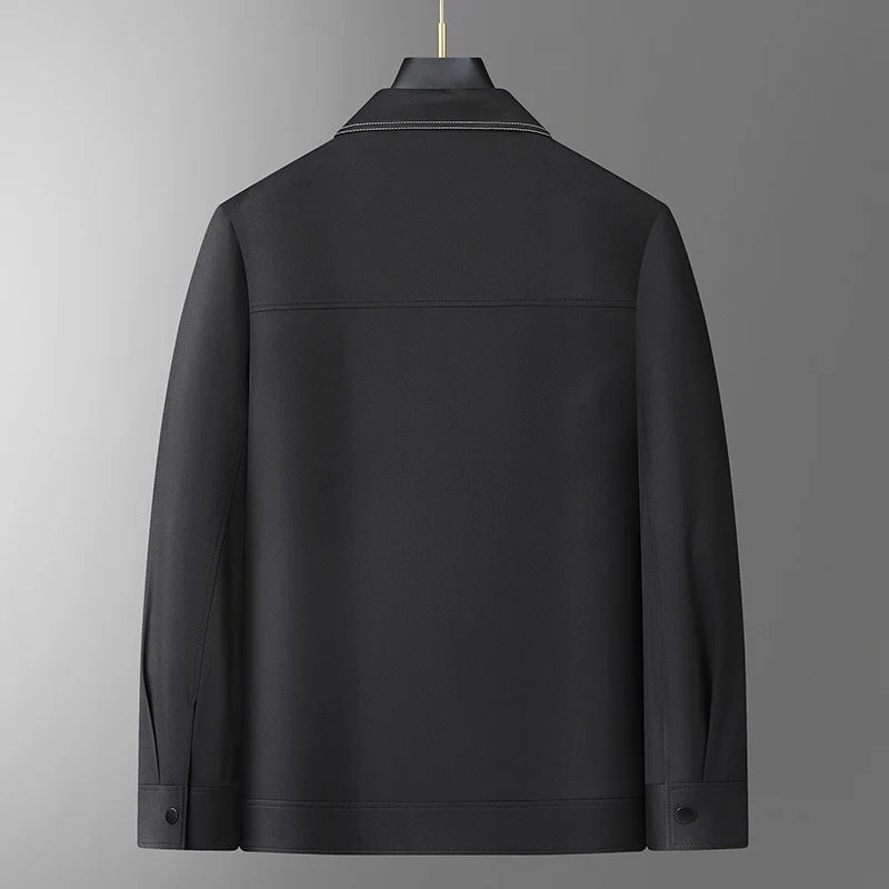 Herren Overshirt-Jacke aus glattem Kunstleder mit Brusttaschen und Druckknopfverschluss Drune