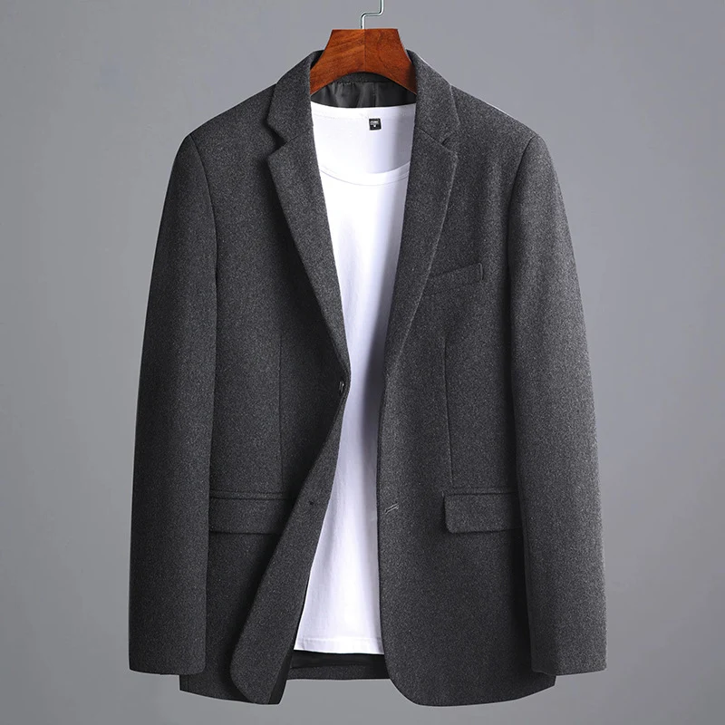 Herren Modernes Wollmix-Sakko im Slim-Fit mit Ein-Knopf und Pattentaschen Drune