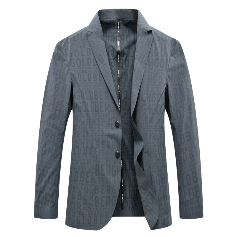 Herren Modernes Slim-Fit Sakko mit dezentem Logo-Jacquard und leichter Innenfütterung Drune