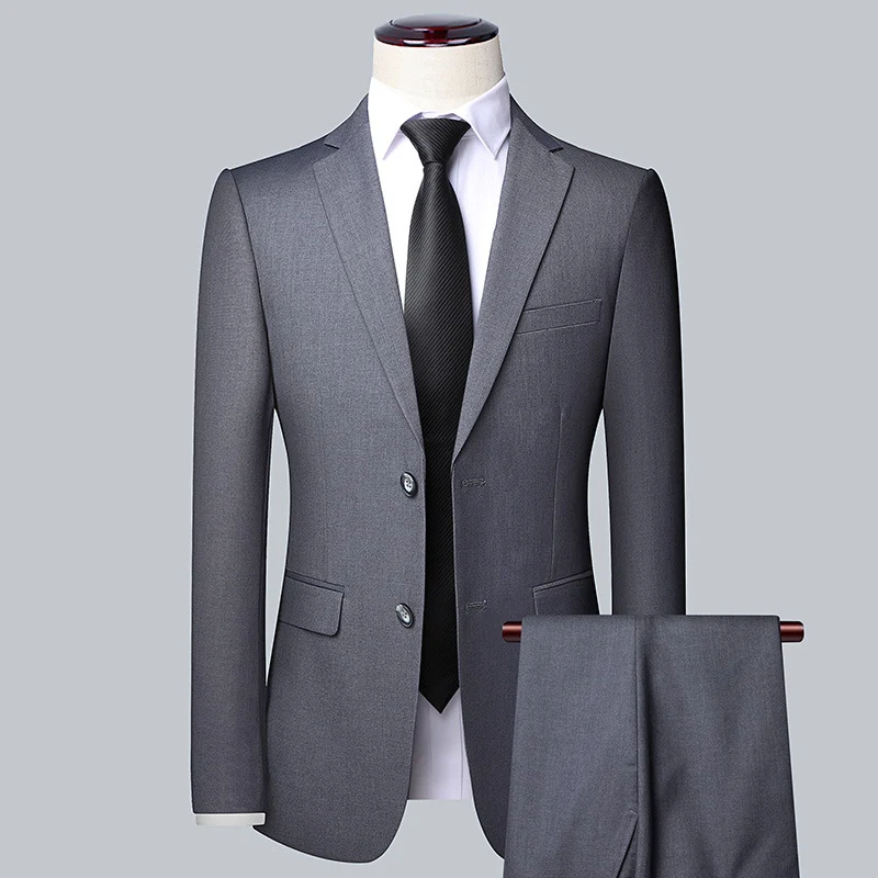 Herren Modernes Slim-Fit Anzug-Sakko mit feiner Struktur, leichtem Stretch und Pattentaschen Drune
