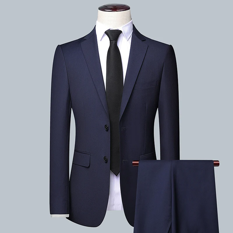 Herren Modernes Slim-Fit Anzug-Sakko mit feiner Struktur, leichtem Stretch und Pattentaschen Drune